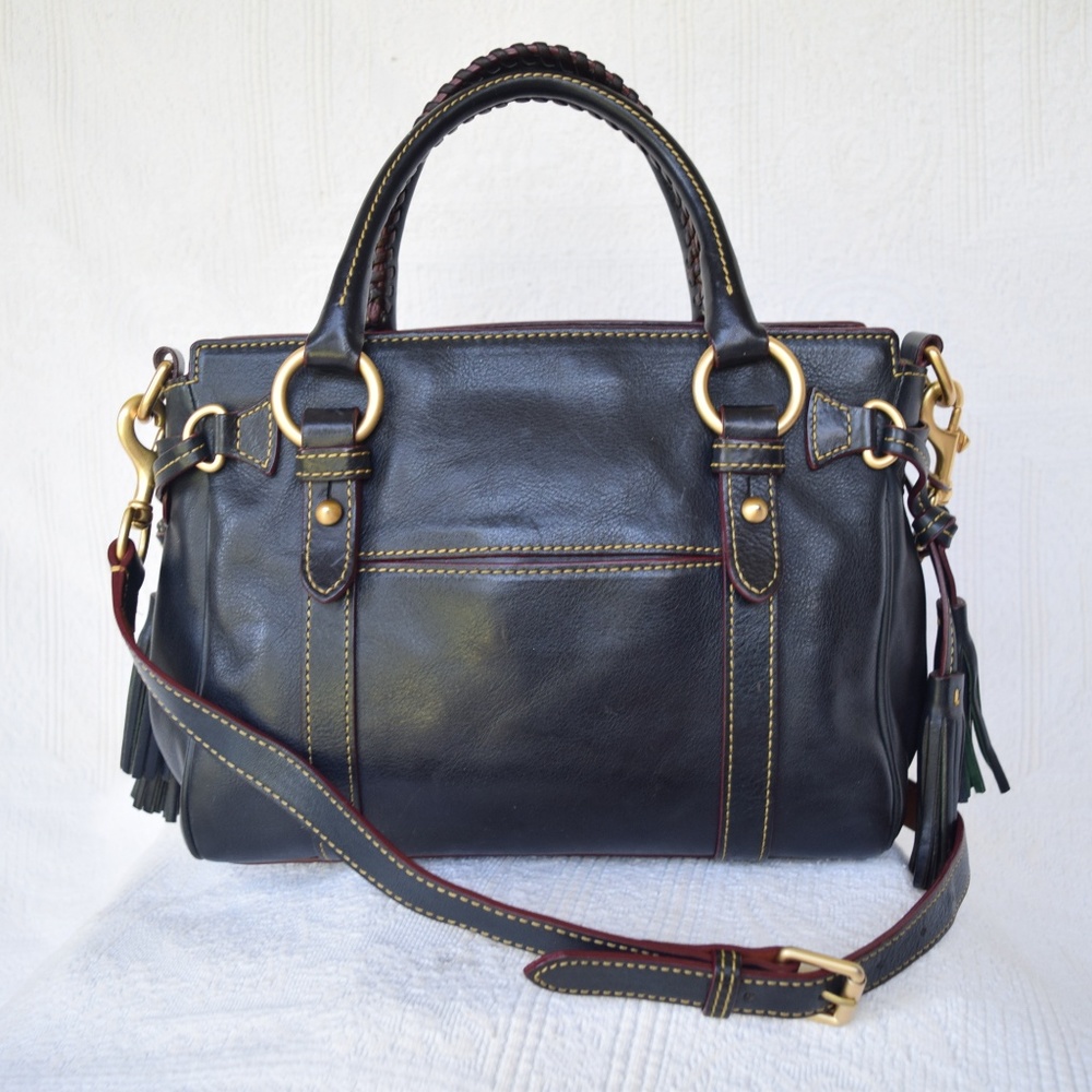 Dooney Florentine leather pocket black satchel - Picture 4 of 8